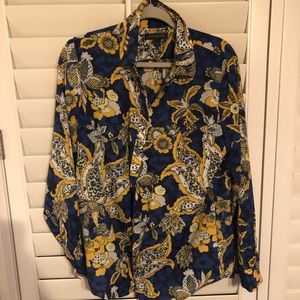 Blue and Yellow Banana Republic Blouse